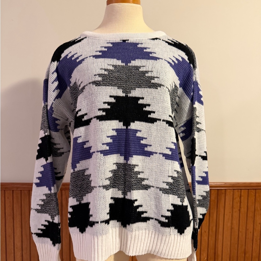 Hilton Crewneck Sweater White And Purple